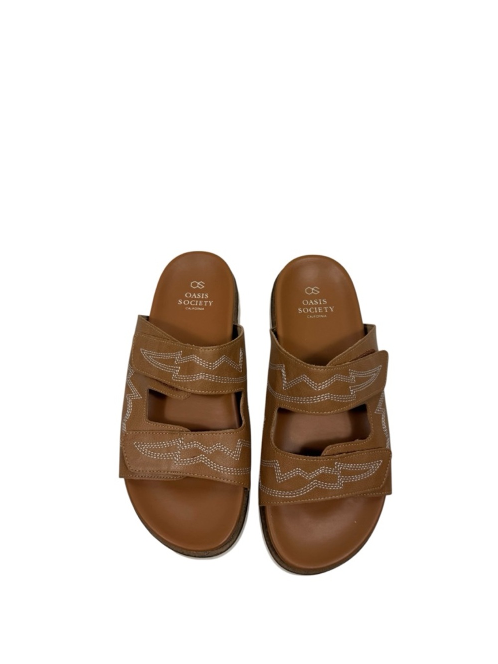 Oasis Society Brown Double-Strap Slide Sandals size 9 - Picture 3 of 9